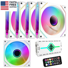RGB Fans 120Mm 5 Pack with Hub,Argb 120Mm PWM Fans,Forward,White picture