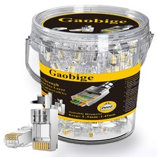 100-Pack Cat7 Cat6A RJ45 Pass Through Connectors Shielded picture