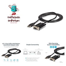 StarTech 6ft USB to Serial RS232 Adapter, Null Modem, TAA ICUSB232FTN picture