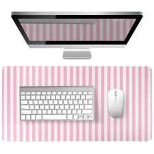 Pink Striped Desk Mat Large Mouse Pad Cute Keyboard Computer Mat Office Gaming picture