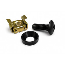 10 Pack - M6 Cage Nuts with 12-24 Rack Screws & Washers Square Clips Server picture