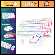 Wireless Gaming Keyboard and Mouse Combo - Rainbow Backlit, Rechargeable TKL, 32 picture
