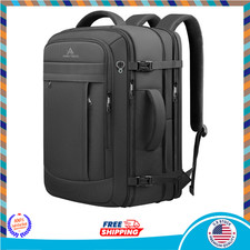 50L Expandable Travel Backpack Carry On Laptop Bag Fits 17 Inch Black picture