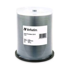 VERBATIM CD-R CDR 52X  Silver Inkjet Printable 100 pack Spindle 95252 NEW SEALED picture