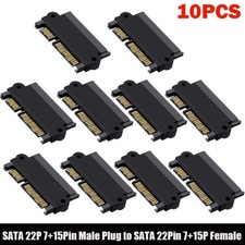 10x SATA 22P 7+15Pin Male Plug to SATA 22Pin 7+15P Female Jack Adapter Convertor picture