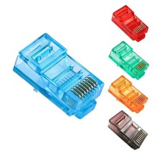100x RJ45 CAT5e Connectors Colour Mixed Gold Plated 8P8C Ethernet Plugs picture