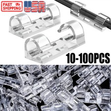 10-100 Cable Clips Self-Adhesive Tie Cord Management Wire Holder Organizer Clamp picture