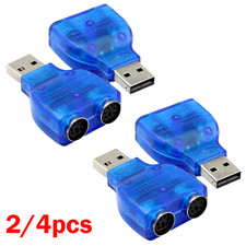 USB to PS/2 Adapter 2/4-Pack - Compact Blue & Silver Connector for Keyboards NEW picture