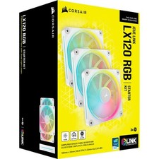 CORSAIR iCUE LINK LX120 RGB Triple 120mm PWM Fan Starter Kit WHITE CO-9051030-WW picture
