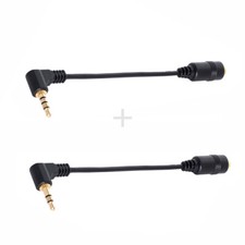 Cablecy  1Set 3/4 Poles Audio Stereo 90 Degree Angled 3.5mm Male to Female Cable picture