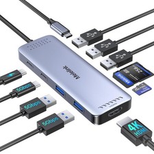 USB C Hub Multiport Adapter for MacBook Pro/Air, 10 in 1 USB C Dongle Mac... picture