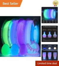 1.75mm Rainbow Glow PLA Filament for Vibrant Night Designs - 4 Pack picture