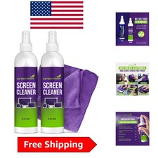 Durable 2x8oz Streak-Free Screen Cleaner Spray & Cloth - Eco-Friendly Formula picture