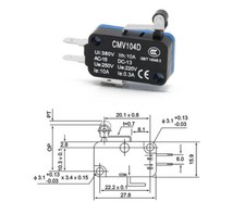 20pcs CMV104D Small Micro Limit Switch Silver Contact Short Pully Type 1NC 1NO picture