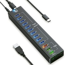 USB Hub Powered, 13 Multi-Port USB Hub with 10 USB 3.0 Ports, 2 IQ Quick Charge  picture