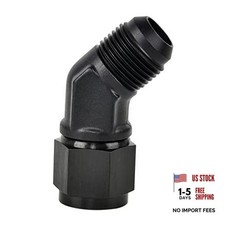 Female to Male Flare Swivel Fitting Adapter Aluminium Black 10AN 45 Degree picture