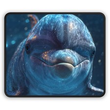Smiling Dolphin Gaming Mouse Pad | Blue Ocean Marine Desk Mat picture