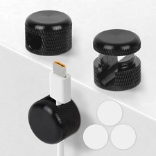 Black Aluminum Cable Clips for Desk 3 Pack, Upgraded Adhesive picture