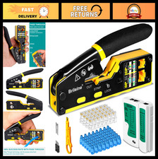 Ethernet Crimping Tool Kit - RJ45 Pass Through Crimper, 50 Cat6 Connectors & Tes picture