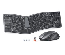 MEETION Wireless Ergonomic Keyboard and Mouse, Split S-Curve Design, Black picture