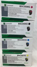 Set Of 4 Genuine Lexmark 80C0SYG 80C0SMG 80C00KG 80C00CG Toner Cartridges ~New picture