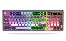 Wireless Transparent Gaming Keyboard TriMode 2.4G/BT/USBC 99 Keys RGB Pink picture