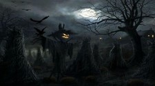 Landscape halloween dark night fall scarecrows birds Custom Gaming Mat Desk picture