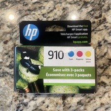 Genuine HP 910 Ink Cartridges Color Pack Cyan/Magenta/Yellow April 2025 picture