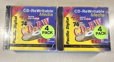 Lot of 2 Pacific Digital ReWritable 2x 4pk Total 8 NEW sealed 74 min 650MB CD-RW picture