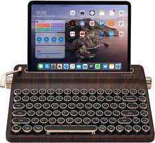 YUNZII QL75 Wireless Typewriter - Mechanical Keyboard- Round Keys - Wood Onyx picture