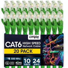 20 Pack Cat6 Patch Cable Ultra-Fast Internet LAN Cord for Home & Office Green picture