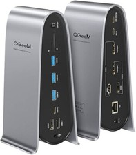 QGeem 17-in-1 USB 3.0 Universal Laptop Docking Station Dual Monitor Hdmi Openbox picture