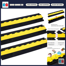2 Channel Cable Ramp Protector - Rubber Cord Cover Speed Bump for Driveway, 3 Pa picture