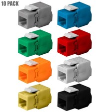 10 Pcs Cat6A RJ45 Ethernet Network Keystone Jack Toolless 180 Degree Module picture