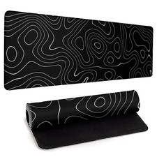 Llzdeuan Large Topographic Map Gaming Mouse Pad for Desk Black Desk Pad with ... picture