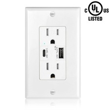 4.2A Dual USB Type-C Wall Outlet Tamper Resistant Duplex Receptacle for Phone US picture