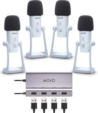 Movo USB Podcast Equipment Bundle for 4 – USB Interface with 4 UM700 Condenser M picture