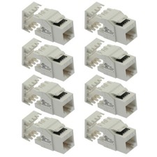 8x Cat6 RJ45 Ethernet LAN Network Keystone Jack 180° Degree 110 Punch Down White picture