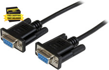 .Com 2M Black DB9 RS232 Serial Null Modem Cable F/F - DB9 Female to Female - 9 P picture