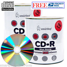 200-Pack SmartBuy Blank CD-R 52X 700MB/80Min Recordable Disc w/ Shiny Silver Top picture