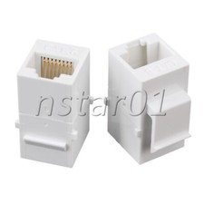 Cat6 RJ45 Ethernet Jack Coupler Female to Female Adapter Plug Set of 25 White picture