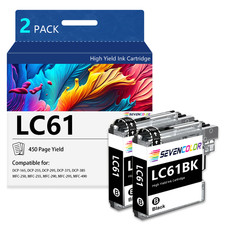 LC61BK 2 Pack Black Ink Cartridges | use with MFC-490CW MFC-6490CW Printer picture