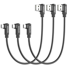 HOTNOW Short Micro USB 90 Degree Cable 1FT 3Pack, Right Angle 1FT, Black picture