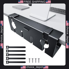 No Drill Under Desk Cable Management Tray 17 inch Wire Organizer Black picture