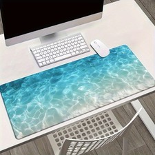 1pc Extra Large Blue Glowing Ocean Gaming Mouse Pad- Non-Slip Desktop Mat Decor√ picture