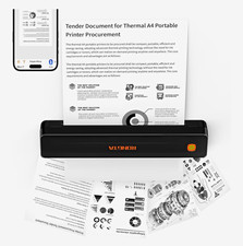 RONGTA Portable A4 Thermal Printer, Bluetooth, Black & White, Black picture