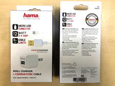 NEW OEM HAMA 2.4 Amp Wall Home Charger Cube & 6FT Micro USB Cable Combo picture