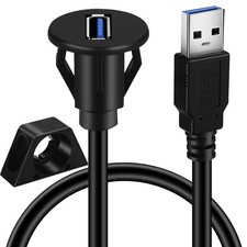 Small USB 3.0 Male to Female Car AUX Flush Panel Mount Cable 3Ft picture