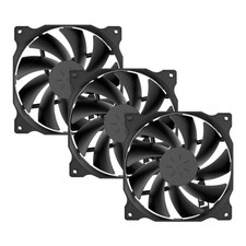 uphere 3-Pack Long Life Computer Case Fan 120mm 3PIN, Black 12BK3  picture