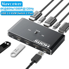 KVM Switch 4K 60Hz HDMI-Compatible USB 2.0 Hub Docking Station Dock 2 Computer P picture